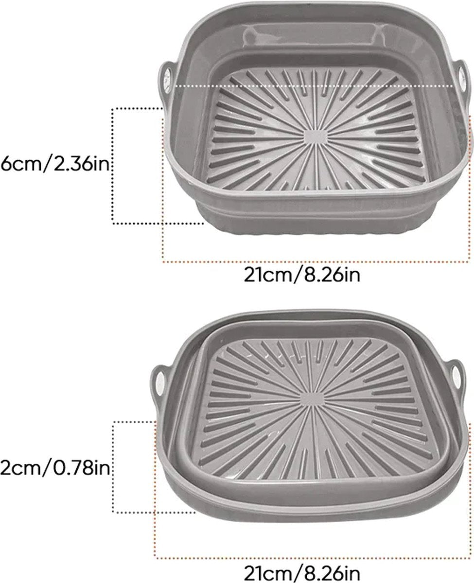 Siliconen Airfryer bak - Vierkant - 21 CM - Ovenschaal - Bakvorm - BPA vrij - Vaatwasserbestendig - Hitte bestending tot 240 graden