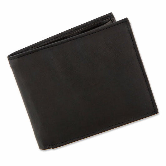 Heren Portemonnee - Billfold - Laag model - 7 Pasjes - Cadeautip Heren - Leer - Zwart