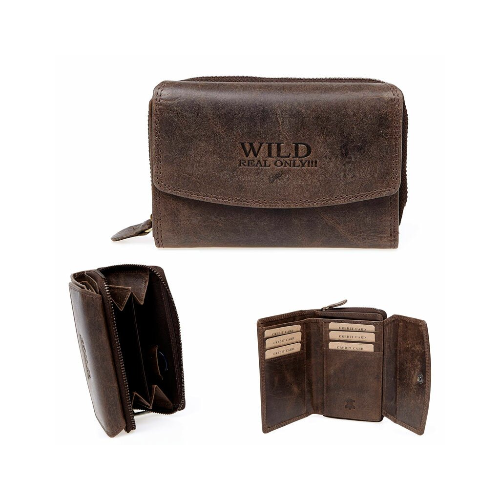 Wild Only - Dames Portemonnee - Buffel Leder - 12x9x3 cm - Cognac