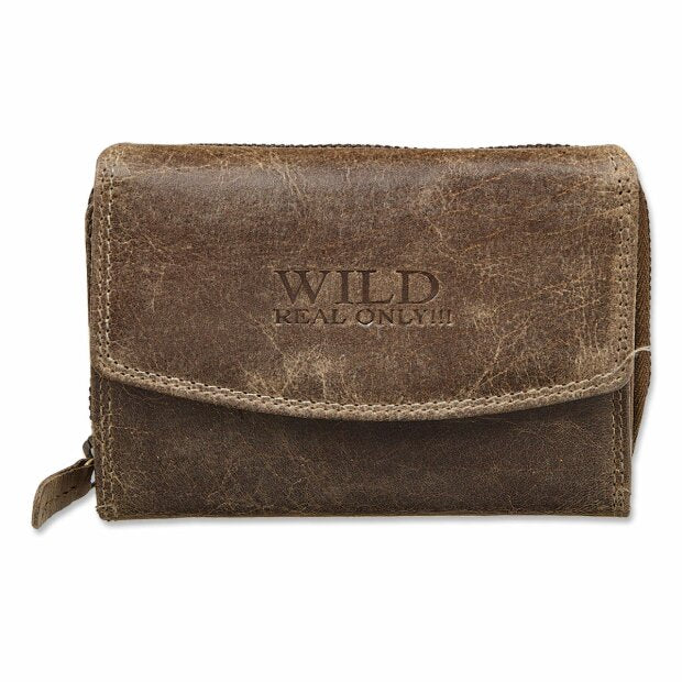 Wild Only - Dames Portemonnee - Buffel Leder - 12x9x3 cm - Cognac